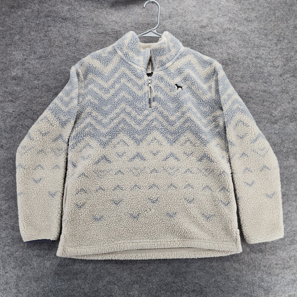 Pink Victoria Secret Sweatshirt Womens Small Blue White Quarter Zip Sherpa